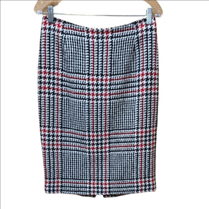 Vtg. Fitted Wool-Blend Plaid Jacquard Skirt Sz 10
